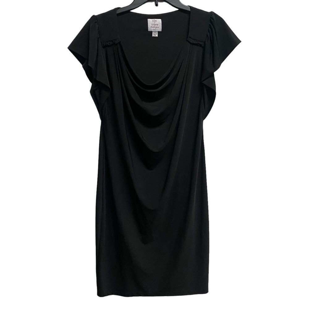 SUZY CHIN for MAGGY BOUTIQUE Women's Size 6 Drape Black Mini Dress Dark Feminine